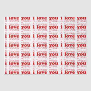 Ik hou van je drievoudige rode typografie Valentin Tissuepapier