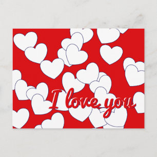 'Ik hou van je' Editable Text, Red, White Hearts L Briefkaart