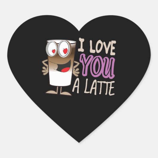 Ik hou van je, een latte hart sticker (Voorkant)