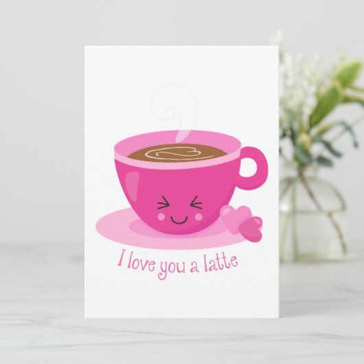 Ik hou van je, een latte kaart (Staand voorkant)