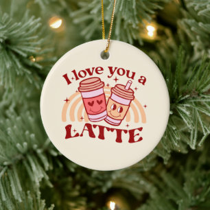 Ik hou van je, een latte keramisch ornament