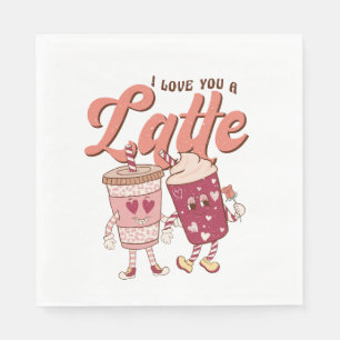 Ik hou van je een latte retro groovy Valentijnse Servet