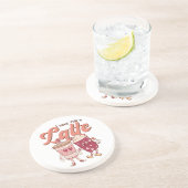 Ik hou van je een latte retro groovy Valentijnse Zandsteen Onderzetter (Zijkant)