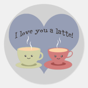 Ik hou van je een latte! ronde sticker