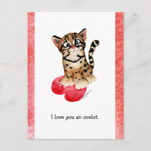 Ik hou van je, een Ocelot Pun Briefkaart