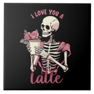 Ik hou van je een valentijnsdag skelet tegeltje