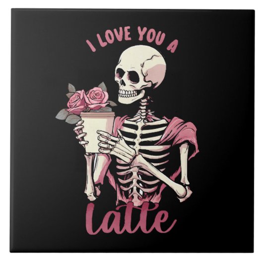 Ik hou van je een valentijnsdag skelet tegeltje (Voorkant)