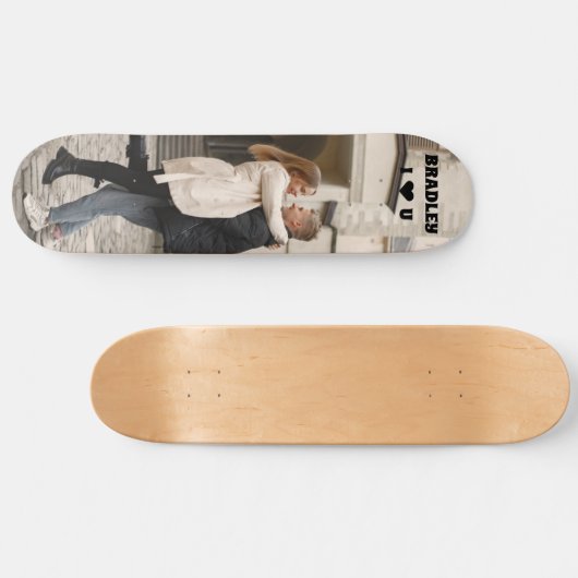 Ik hou van je eigen foto-aangepaste naam toevoegen skateboard (Horizontaal)