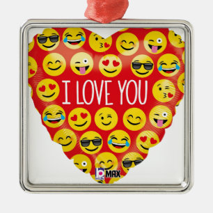Ik hou van je emoji hart metalen ornament