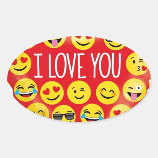 Ik hou van je emoji hart ovale sticker (Voorkant)