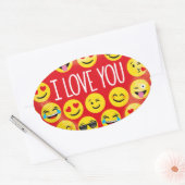 Ik hou van je emoji hart ovale sticker (Envelop)