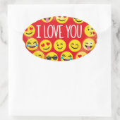Ik hou van je emoji hart ovale sticker (Tas)