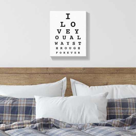 Ik hou van je Eye Chart Canvas (Insitu (Slaapkamer))