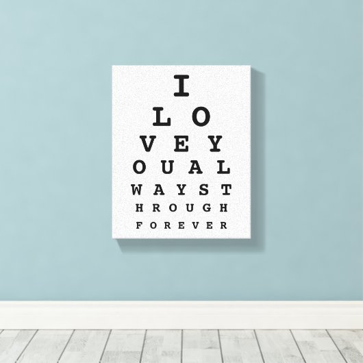 Ik hou van je Eye Chart Canvas Afdruk (Insitu (Houten vloer))