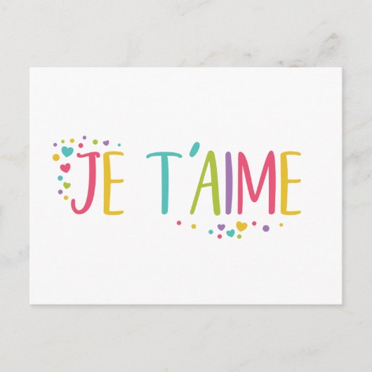 Ik hou van je Frans Je t-aime-regenboog Briefkaart (Voorkant)