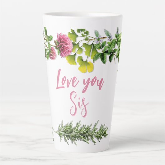 Ik hou van je gepersonaliseerde latte Mok met krui (Voorkant)