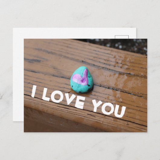 Ik hou van je geschilderde rots briefkaart (Voorkant / Achterkant)