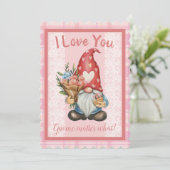 Ik hou van je gnome Valentijnsdag platte Kaart (Staand voorkant)