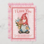 Ik hou van je gnome Valentijnsdag platte Kaart (Voorkant / Achterkant)