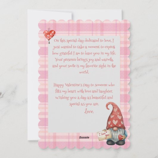 Ik hou van je gnome Valentijnsdag platte Kaart (Achterkant)