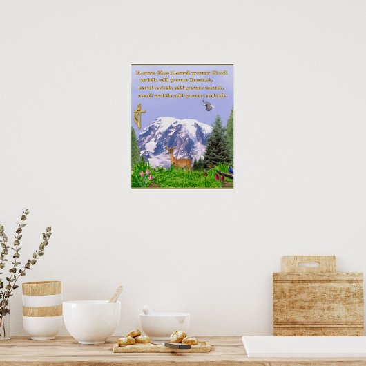 Ik hou van je God met al je hart poster (Keuken)