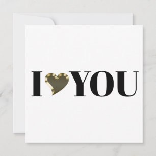 Ik hou van je gouden hart moderne serif typografie kaart