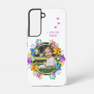 Ik hou van je GRANNY Foto kleurrijke Floral Modern Samsung Galaxy Hoesje