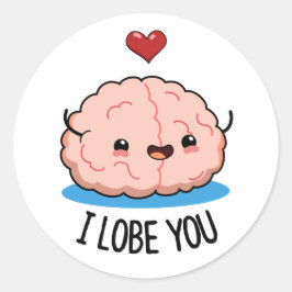 Ik hou van je grappige Brain Pun Ronde Sticker