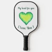 Ik hou van je groene en blauwe Valentijnsdag Pickleball Paddle (Achterkant)