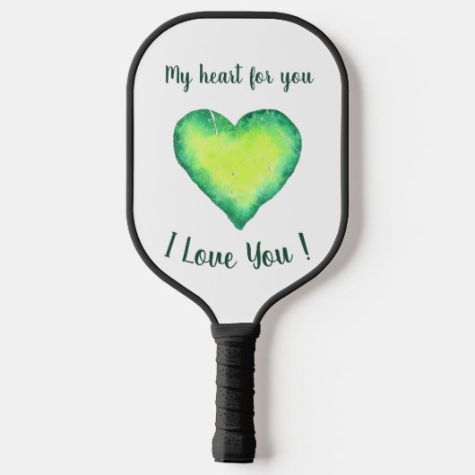 Ik hou van je groene en blauwe Valentijnsdag Pickleball Paddle (Achterkant)