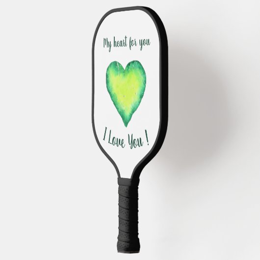 Ik hou van je groene en blauwe Valentijnsdag Pickleball Paddle (Links)