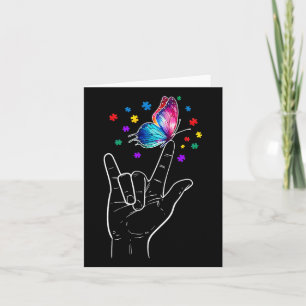 Ik hou van je handgebarentaal Butterfly Autism Awa Kaart