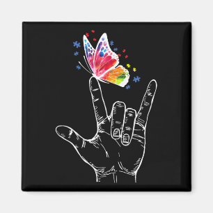 Ik hou van je handgebarentaal Butterfly Autism Awa Magneet