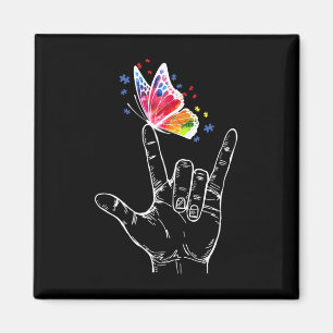Ik hou van je handgebarentaal Butterfly Autism Awa Magneet