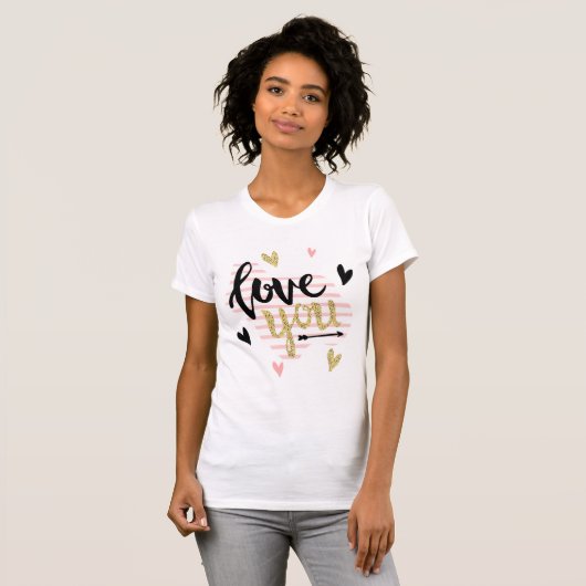 Ik hou van je | Happy Valentijnsdag Modern Schatti T-shirt (Voorkant volledig)
