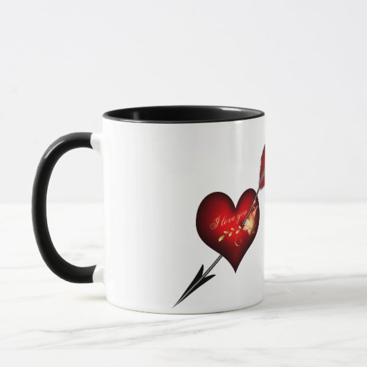 Ik hou van je hart en pijl mok (Links)