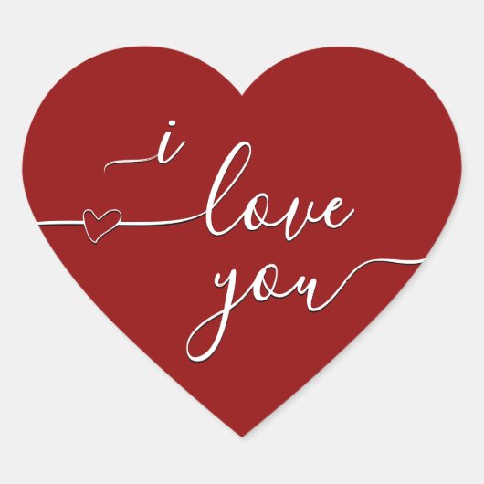 Ik hou van je hart fancy script op Classy Red Hart Sticker (Voorkant)