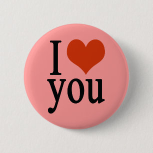 Ik hou van je, hart ronde button 5,7 cm