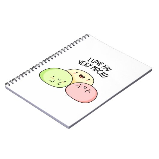 Ik hou van je hele Mochi Funny Food Pun Notitieboek (Linkerzijde)