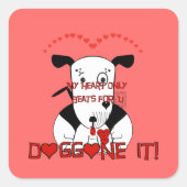 Ik hou van je hond. vierkante sticker (Voorkant)