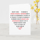 "Ik hou van je" in Binary Code - Hart Kaart (Gele Bloem)