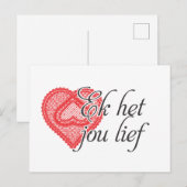 Ik hou van je in het Afrikaans  Briefkaart (Voorkant / Achterkant)
