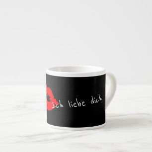 Ik hou van je in het Duits Liebe Red Lips Kiss Cof Espresso Kop