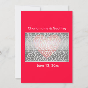 Ik hou van je in het rode hart van 100 talen feestdagenkaart