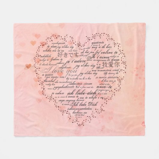 Ik hou van je in verschillende talen fleece deken (Voorkant (Horizontaal))