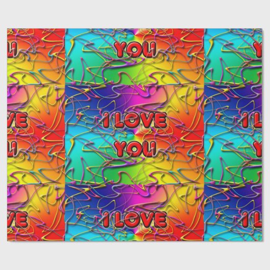 'Ik hou van je' inpakpapier (Vlak)