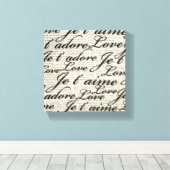 Ik hou van je, je t'aime, verwaterd Canvas Afdruk (Insitu (Houten vloer))