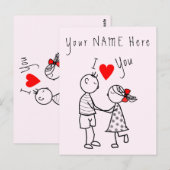 Ik hou van je Kaart liefde paar - aangepaste tekst (Voorkant / Achterkant)