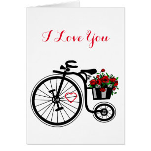 Ik hou van je Kaart Romantic Flowers Bike