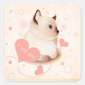 Ik hou van je kat vierkante sticker (Voorkant)